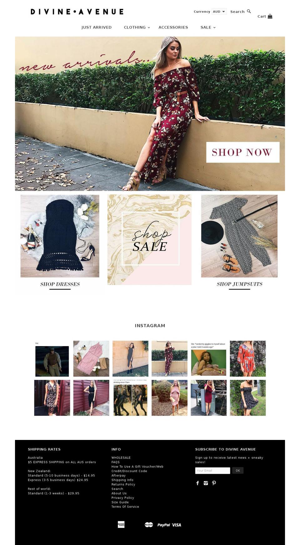 divineavenue.com.au shopify website screenshot