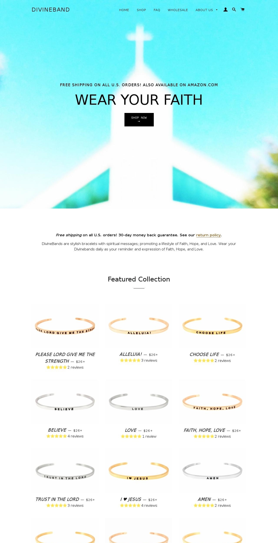 divinebands.com — Shopify storefront screenshot