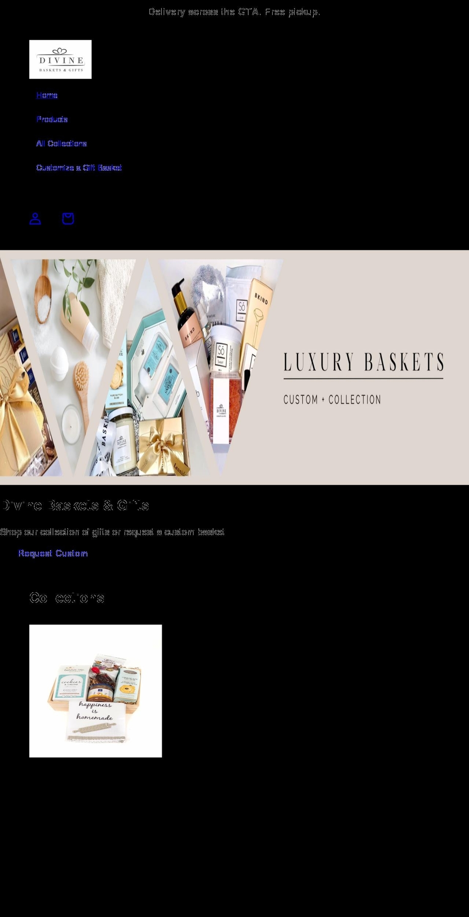 divinebasketsandgifts.com shopify website screenshot