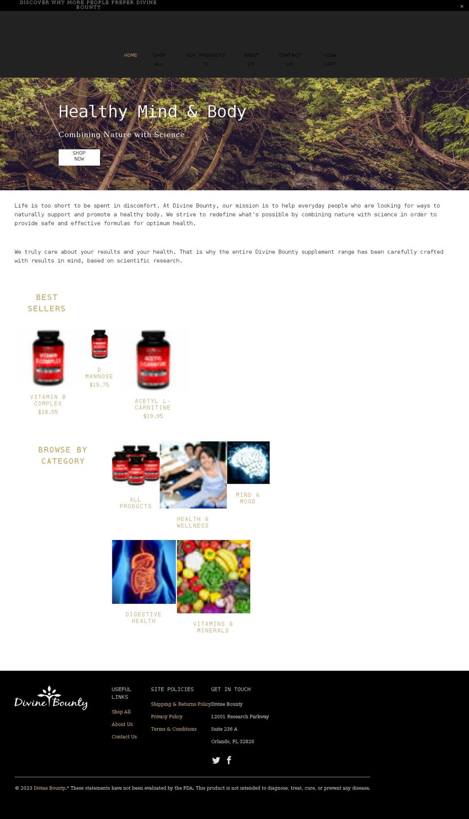 divinebounty.com shopify website screenshot