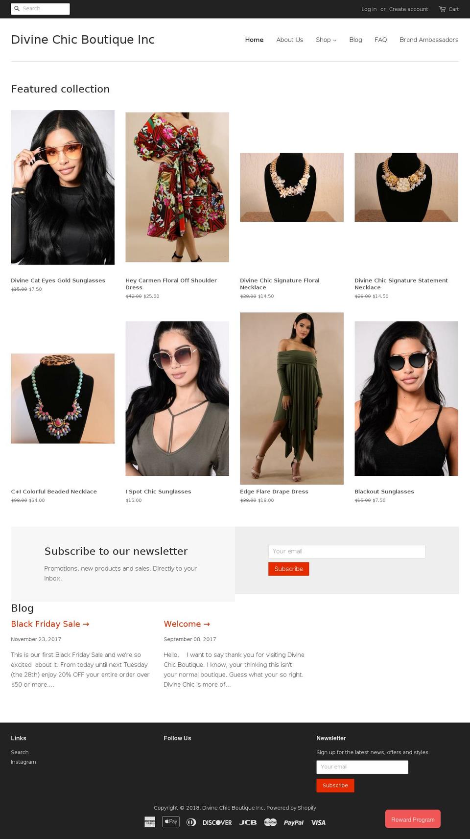 divinechicboutique.com — Shopify storefront screenshot