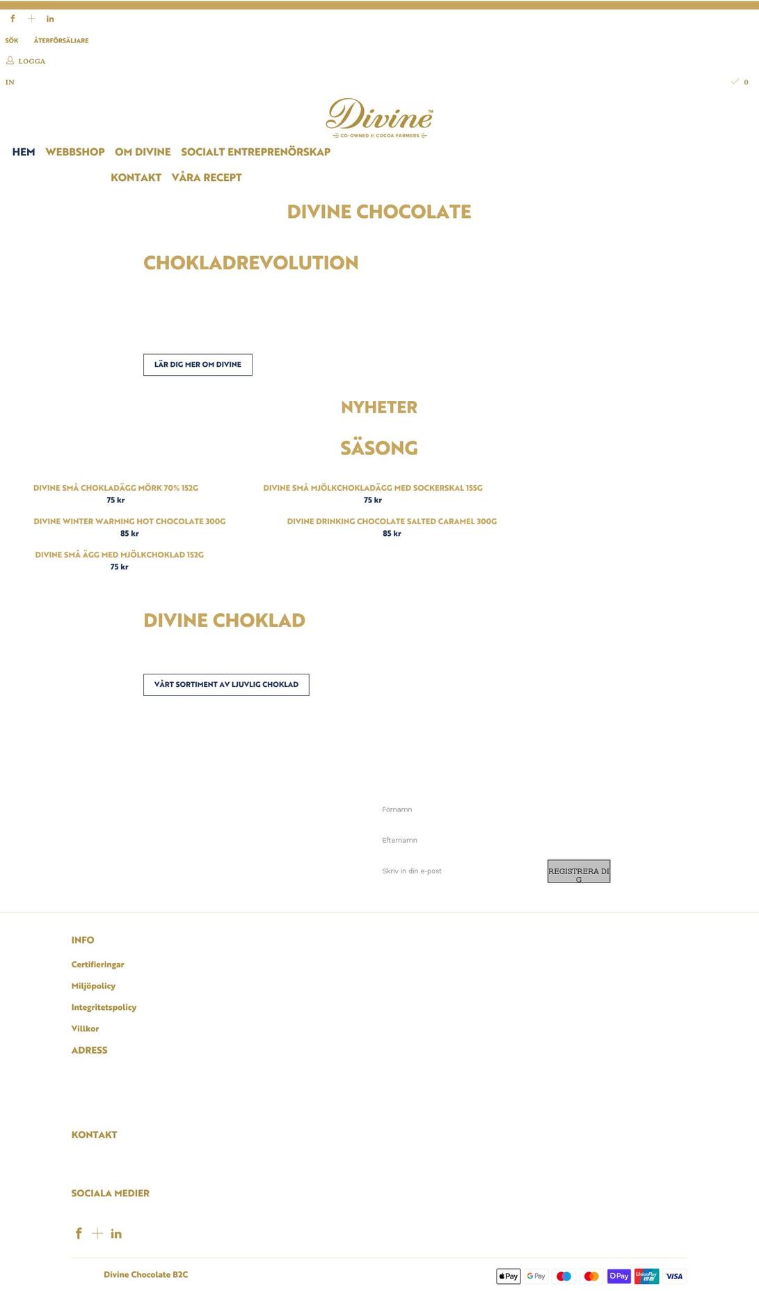 divinechocolate.se shopify website screenshot