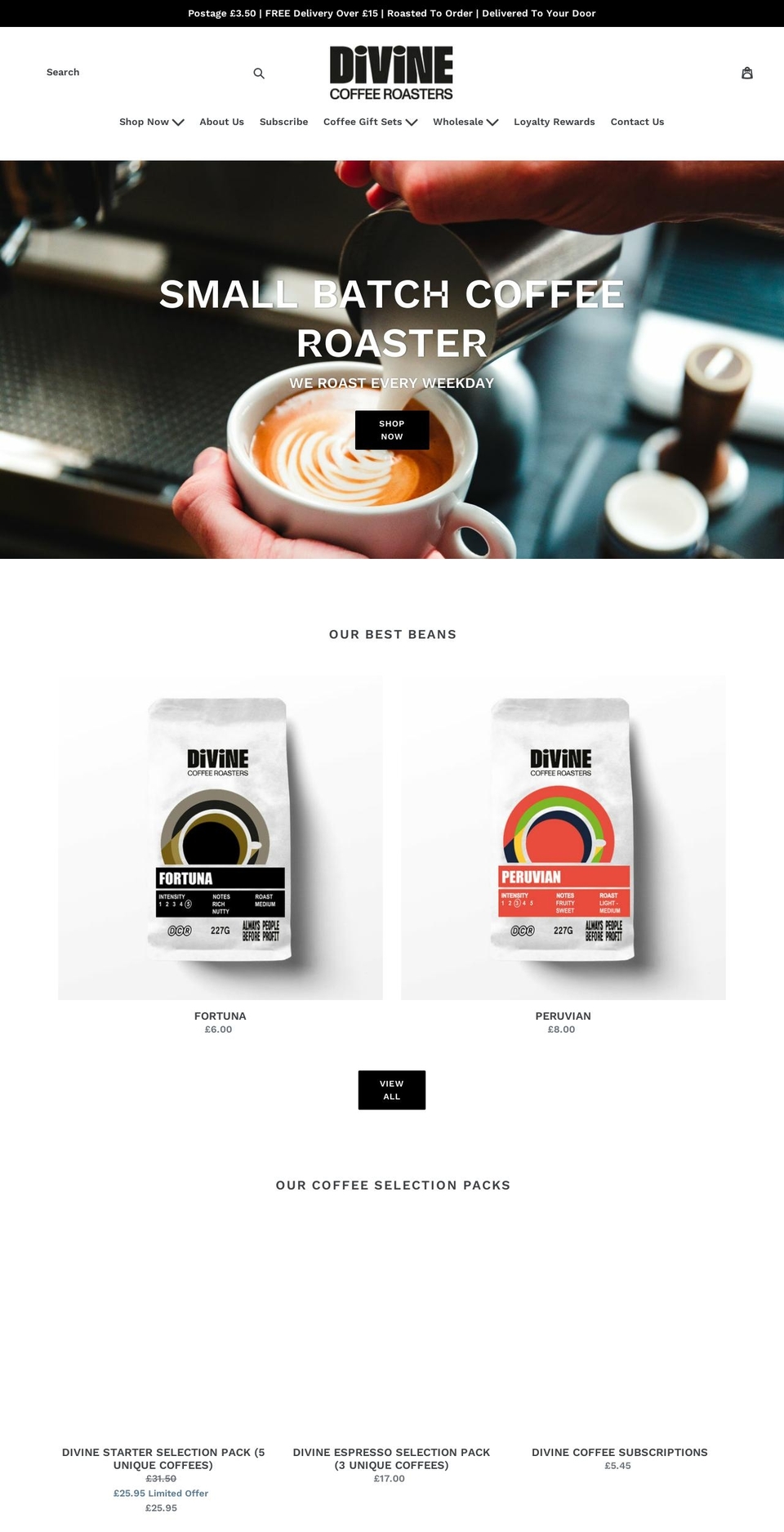 divinecoffee.co.uk shopify website screenshot