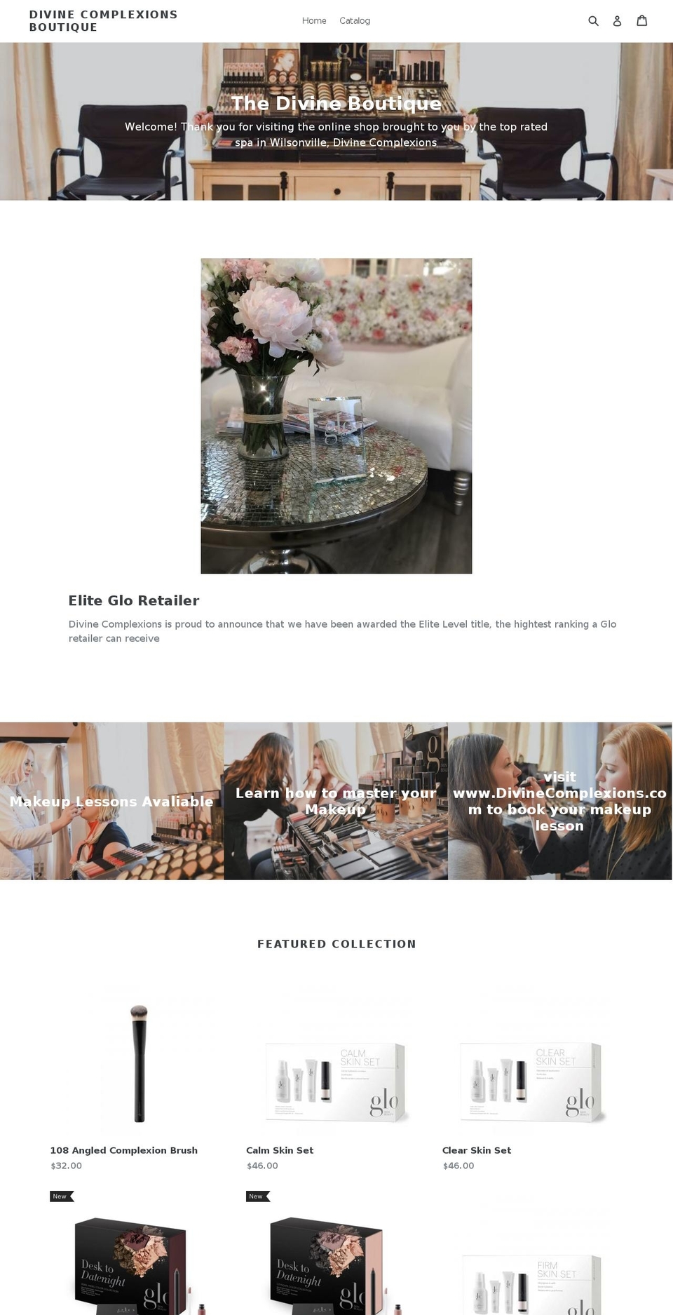 divinecomplexionsboutique.com shopify website screenshot