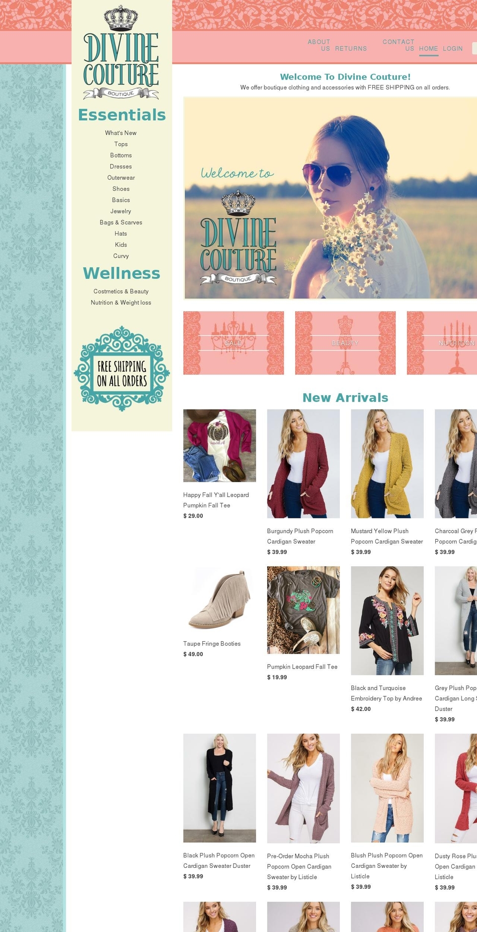 divinecoutureboutique.com shopify website screenshot