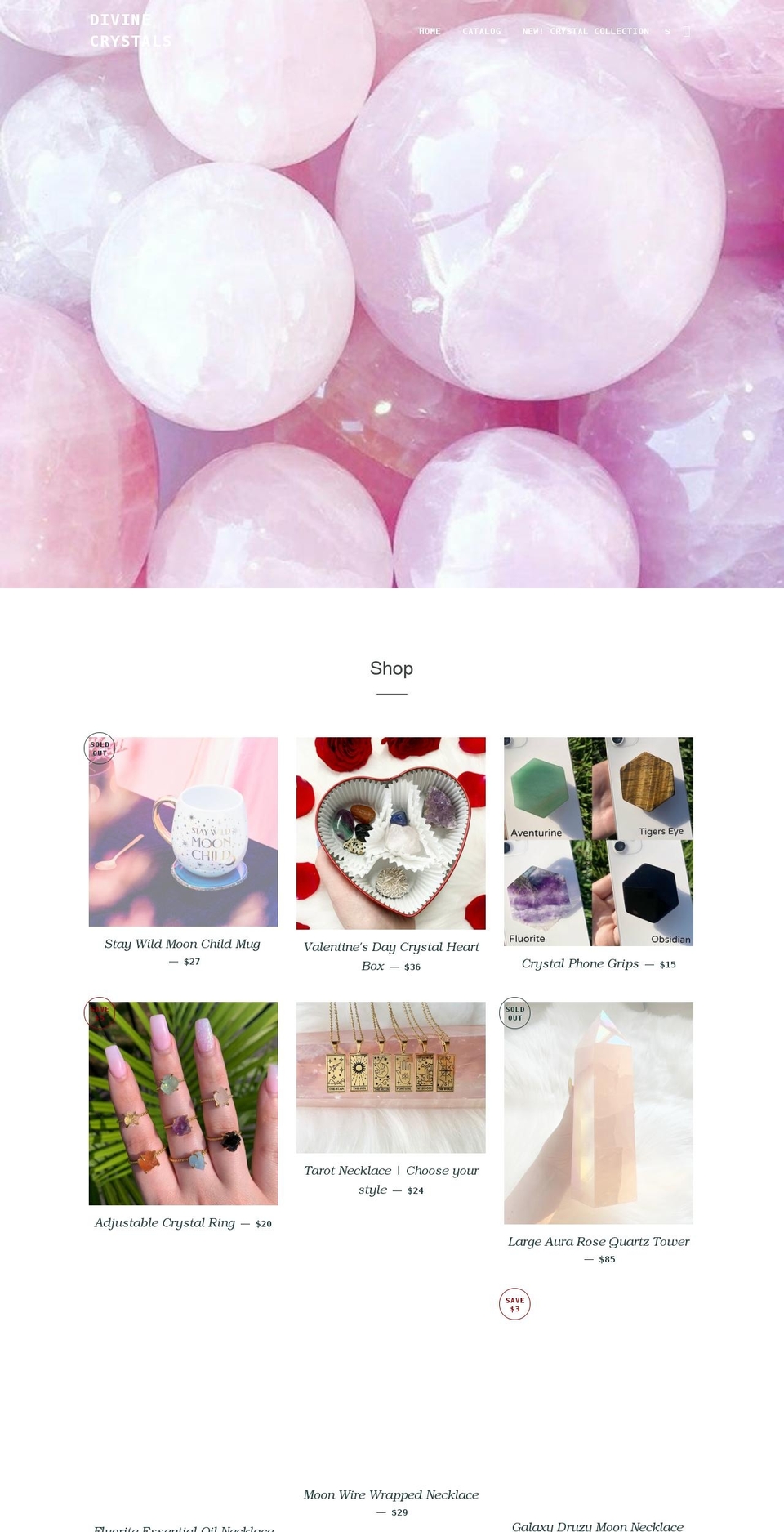 divinecrystals.ca shopify website screenshot