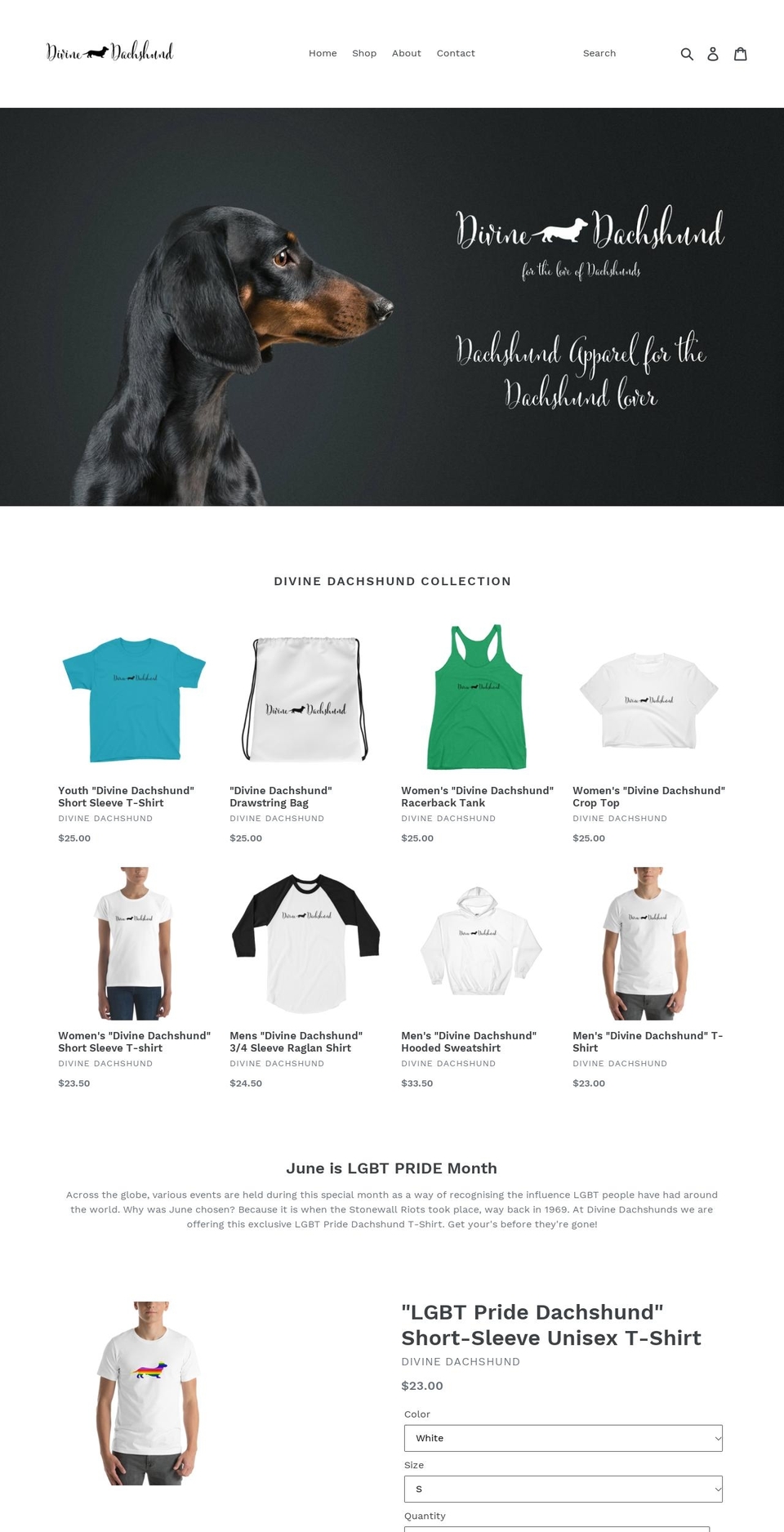 divinedachshunds.com — Shopify storefront screenshot