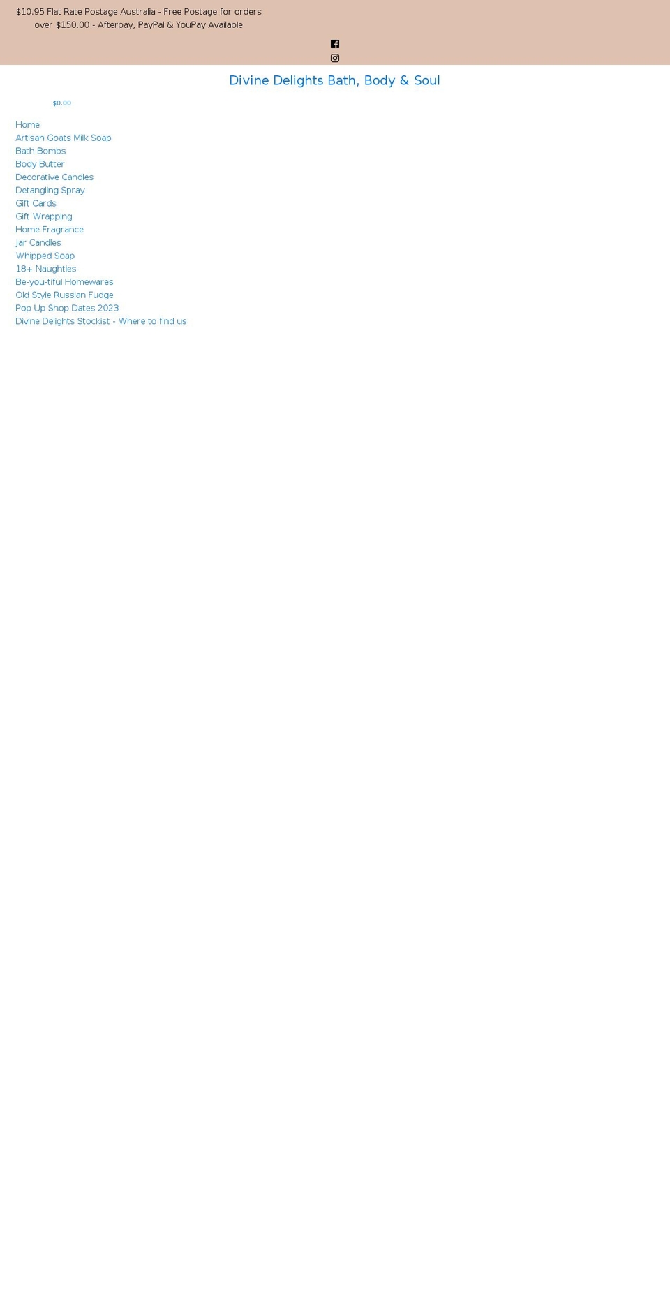 divinedelightsbbs.com.au shopify website screenshot
