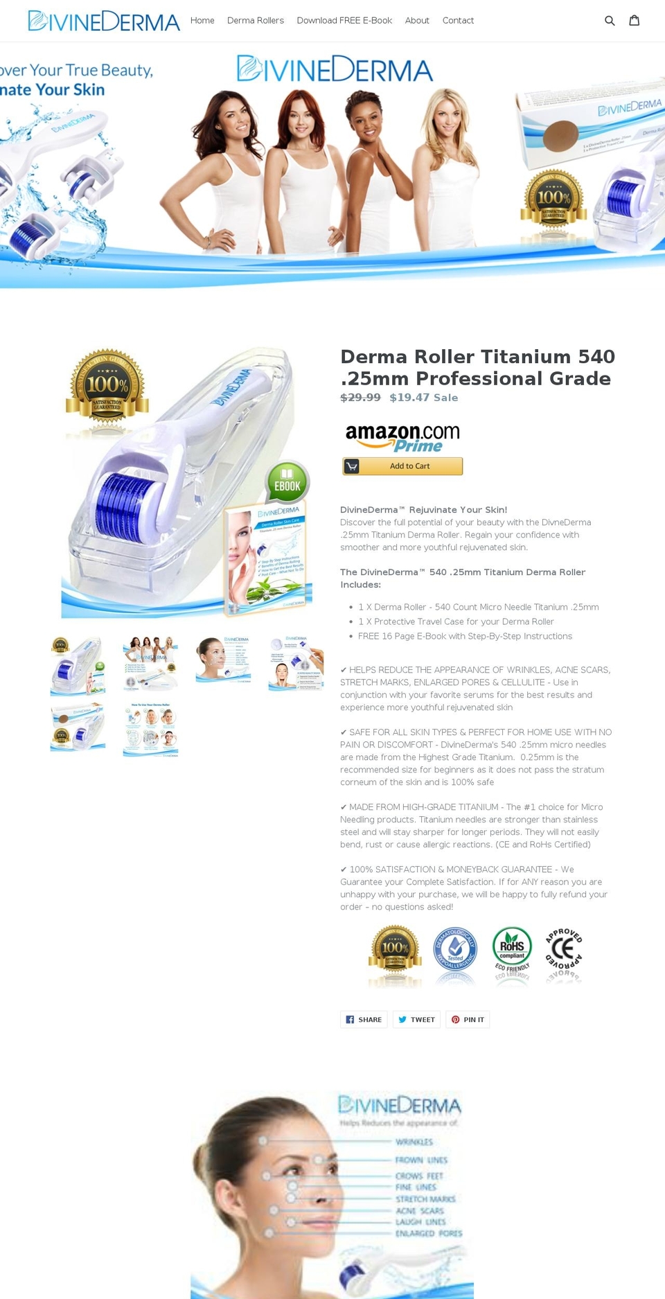 divinedermaroller.com — Shopify storefront screenshot