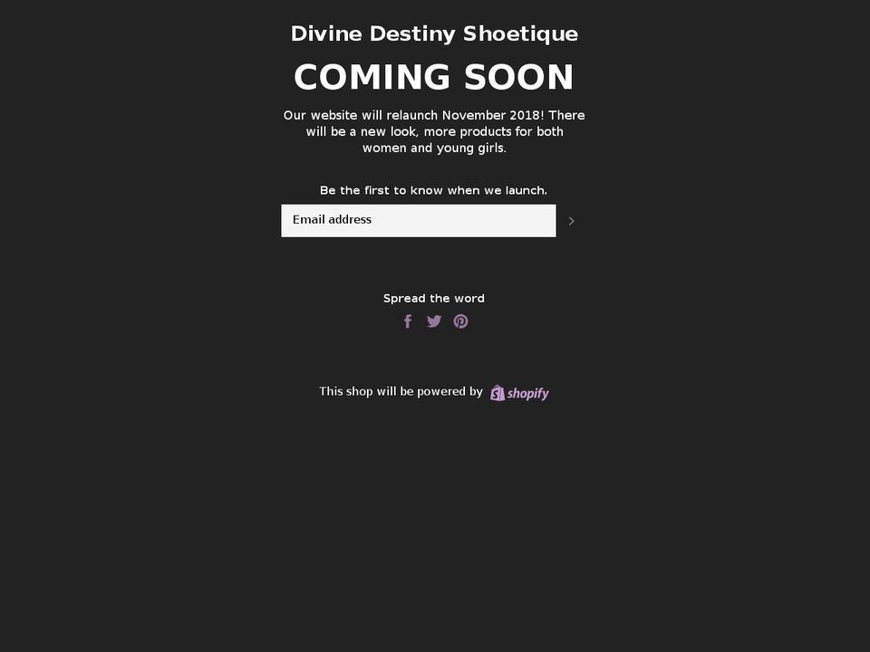 divinedestinyshoetique.com — Shopify storefront screenshot