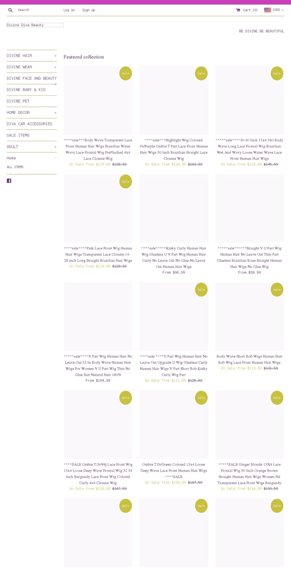 divinedivabeauty.com shopify website screenshot