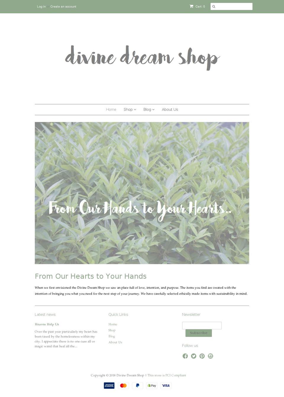 divinedreamshop.com shopify website screenshot