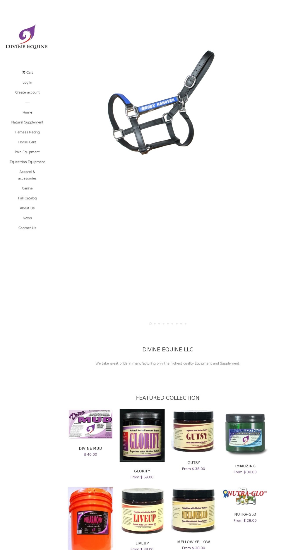 Installed EPO Pop Shopify theme site example divineequinecustomequipment.com