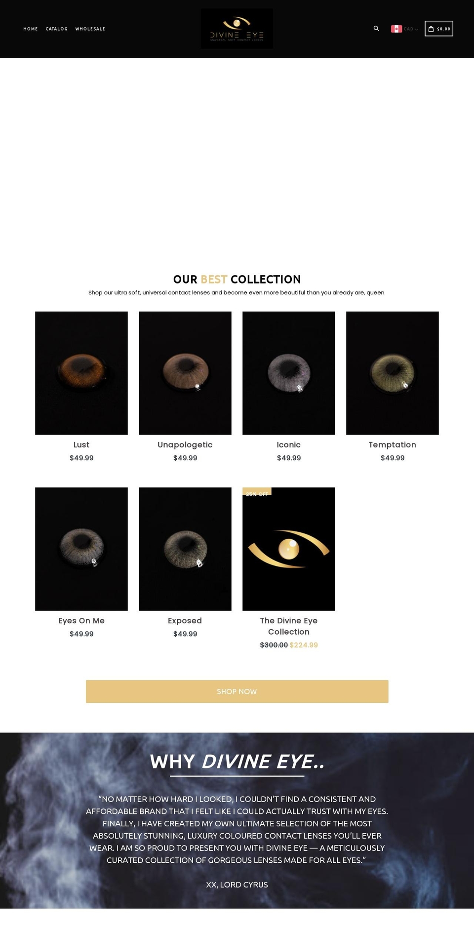 divineeyecosmetics.com shopify website screenshot