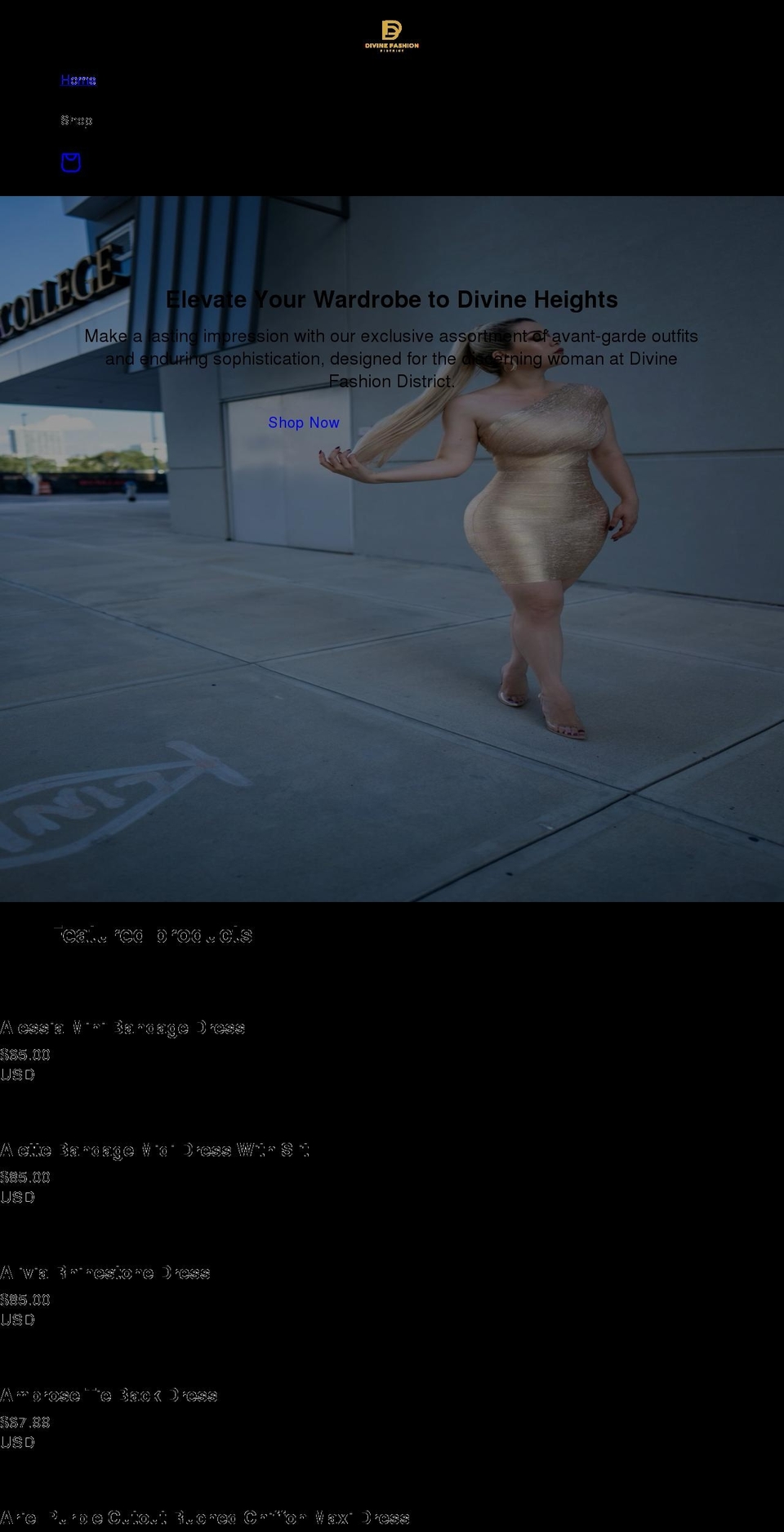 divinefashiondistrict.com shopify website screenshot