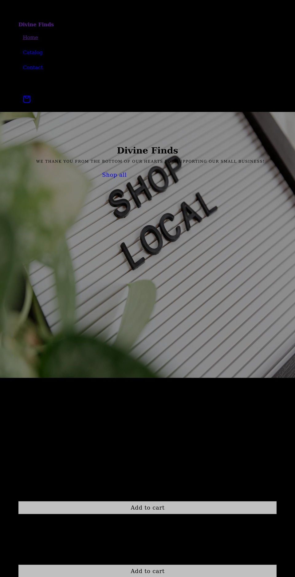 divinefinds.net shopify website screenshot