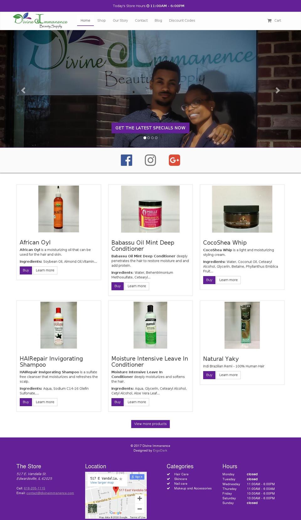 divineimmanence.com shopify website screenshot
