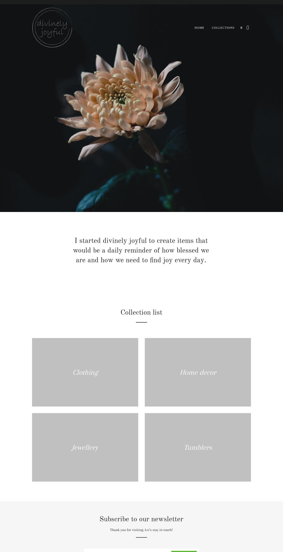 divinelyjoyful.com — Shopify storefront screenshot