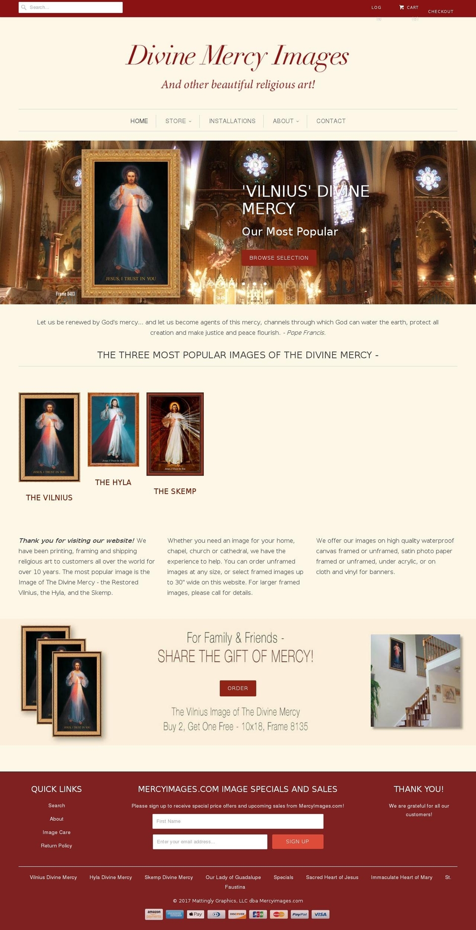 divinemercyimages.com shopify website screenshot