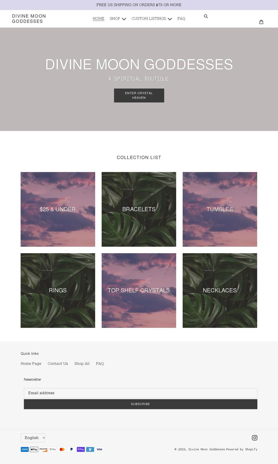 divinemoongoddesses.com shopify website screenshot