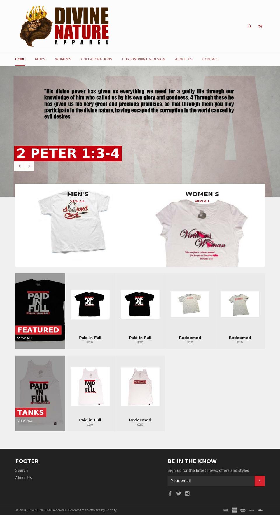 divinenatureapparel.com shopify website screenshot