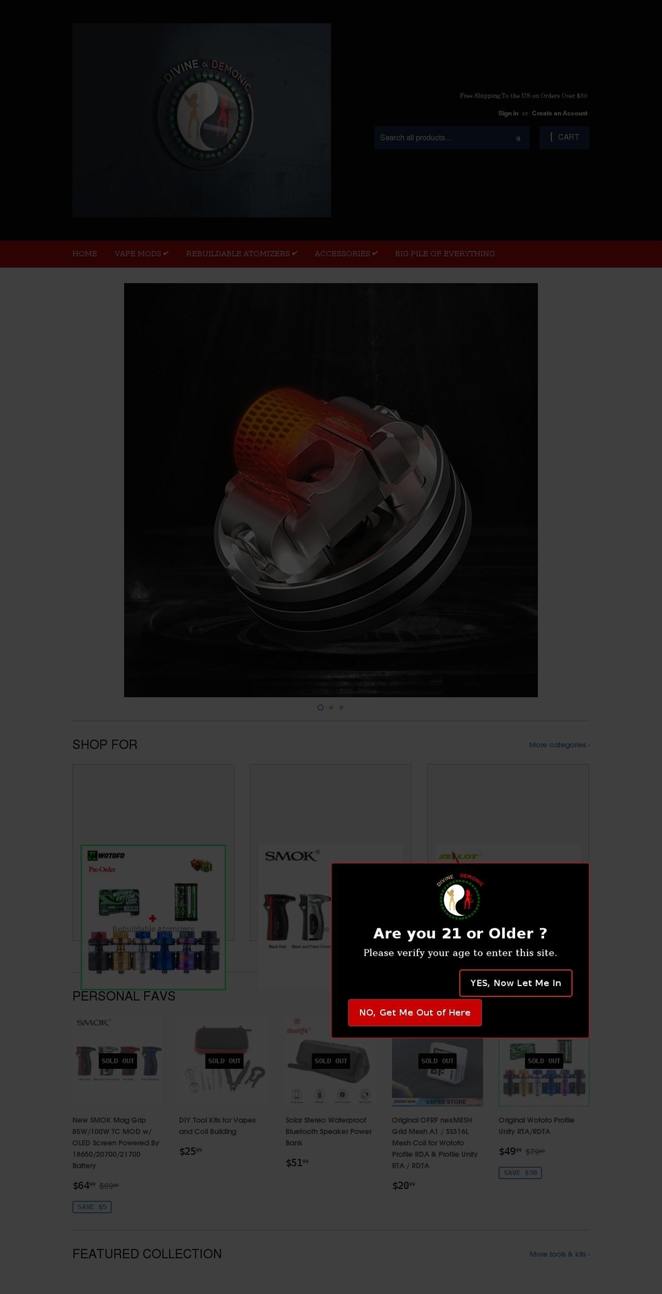 divinendemonic.com shopify website screenshot