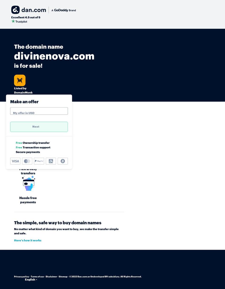 divinenova.com — Shopify storefront screenshot