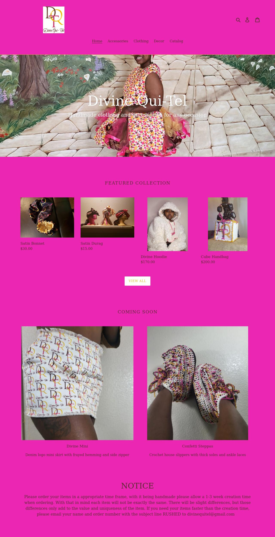 divinequi-tel.com shopify website screenshot