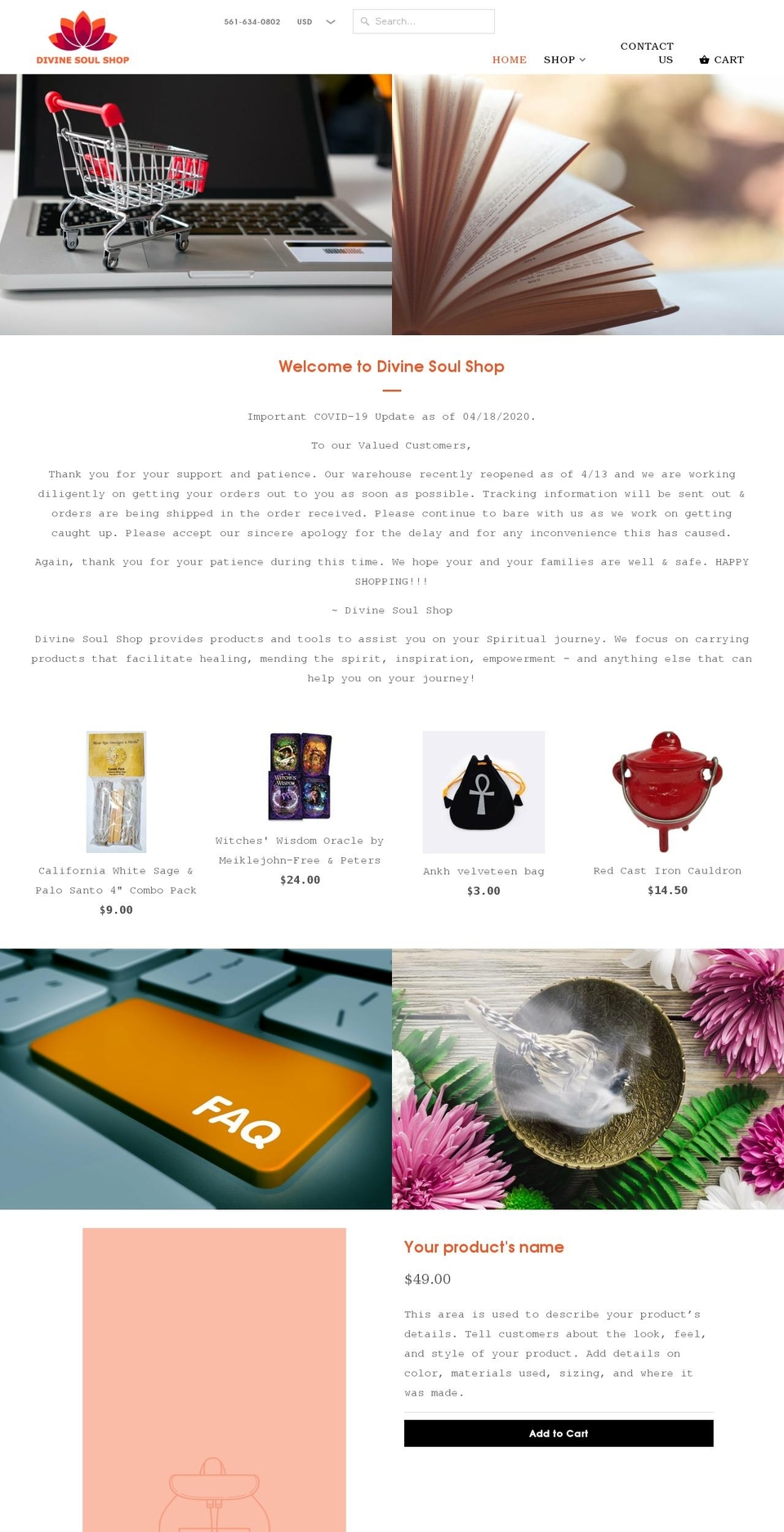 divinesoulshop.com shopify website screenshot