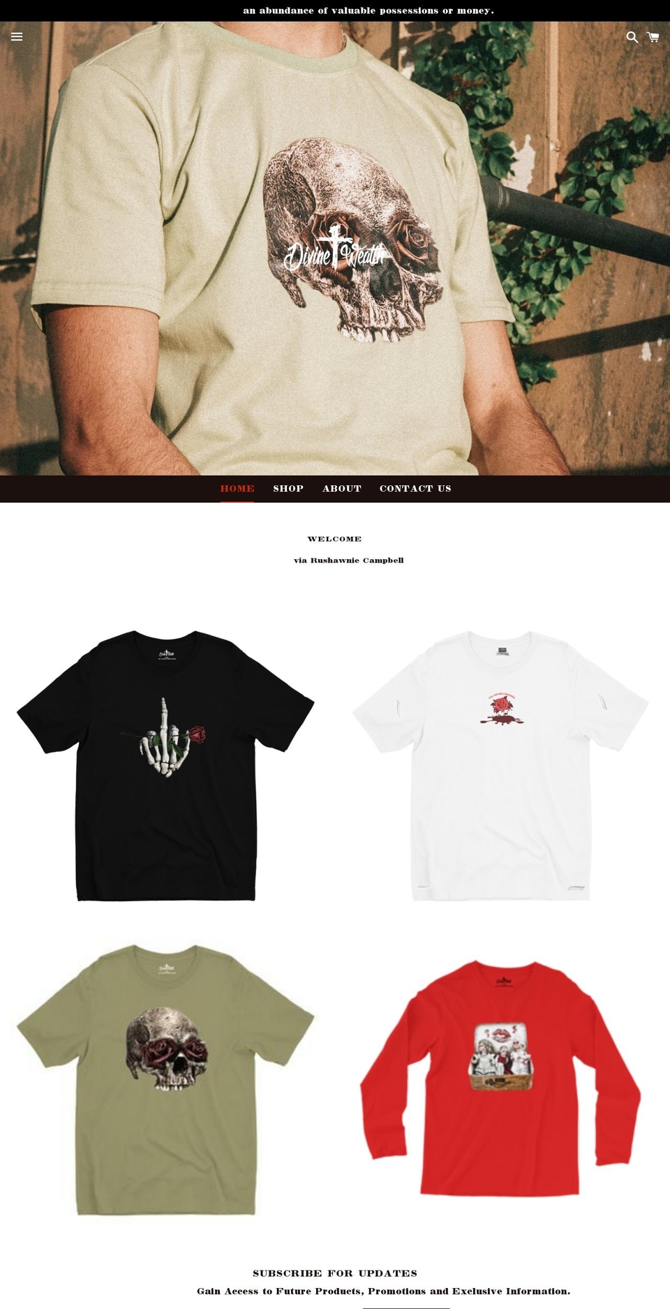 divinewealthclothing.com shopify website screenshot