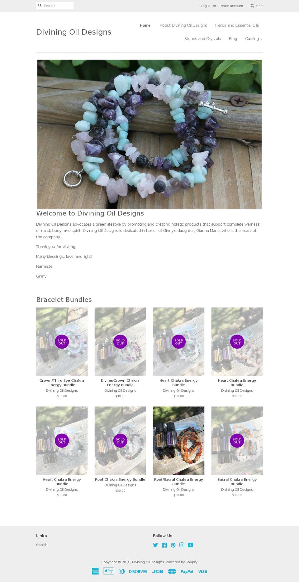 diviningoildesigns.com — Shopify storefront screenshot