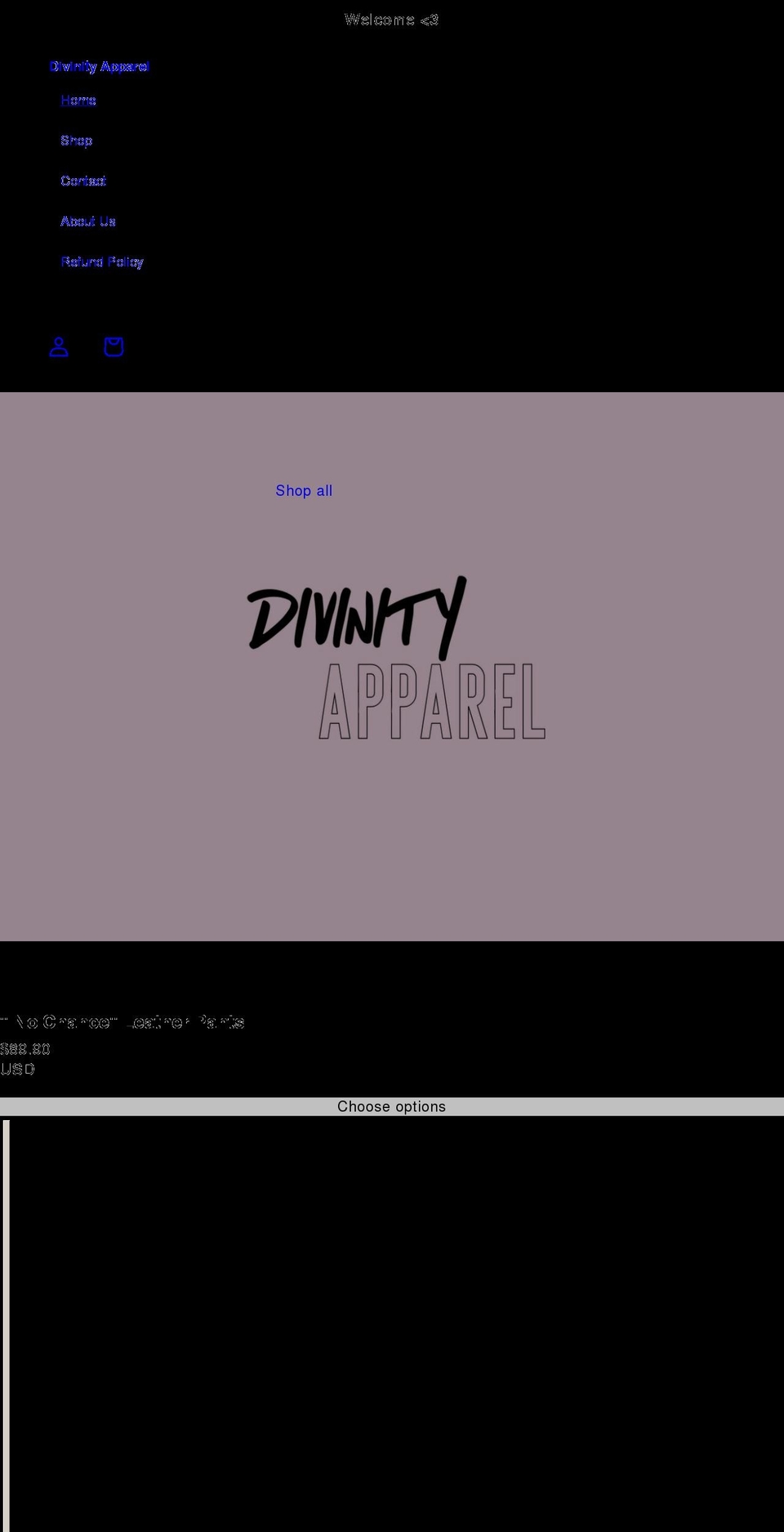 divinity-apparel.com shopify website screenshot