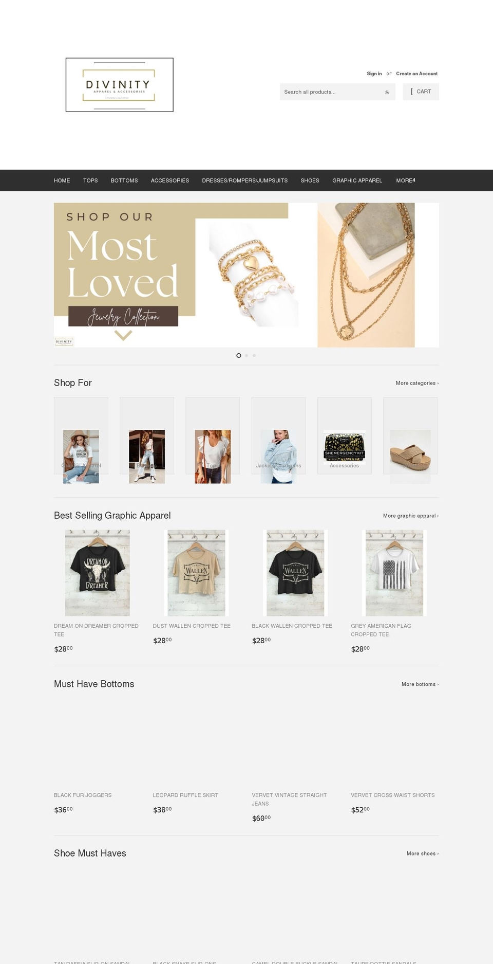 divinityboutique201.com — Shopify storefront screenshot