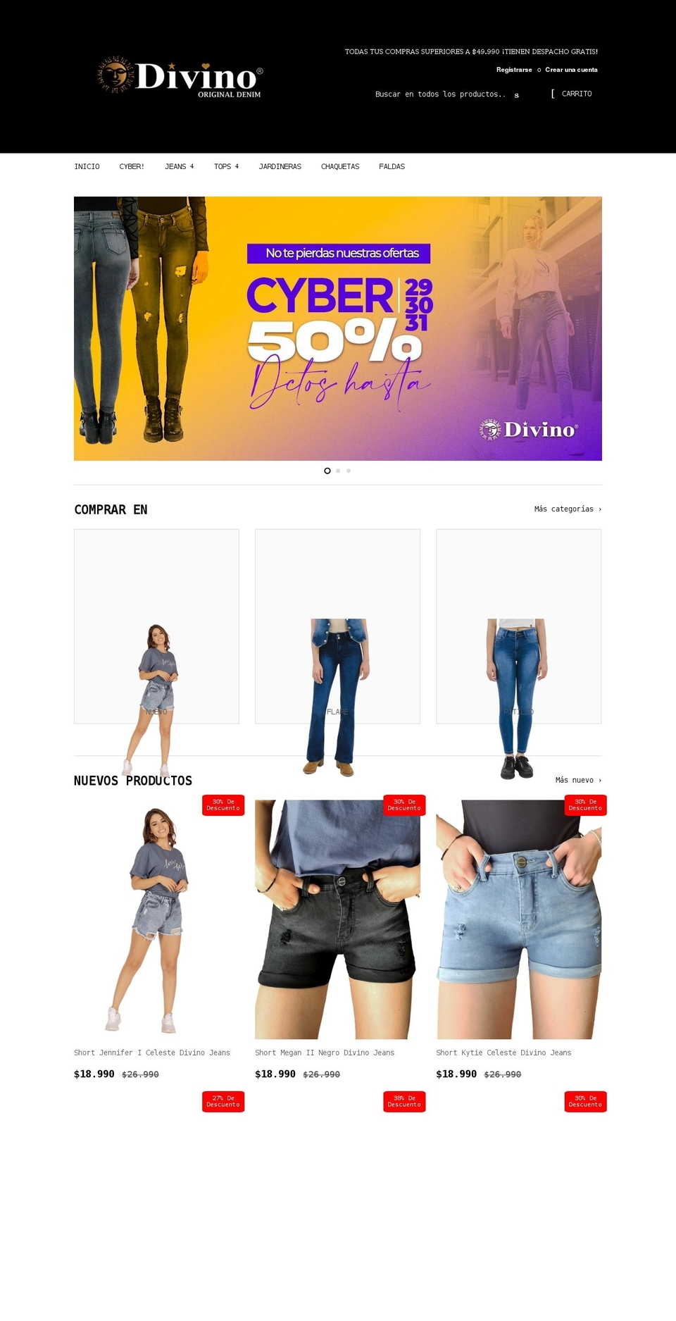 divinojeans.com shopify website screenshot