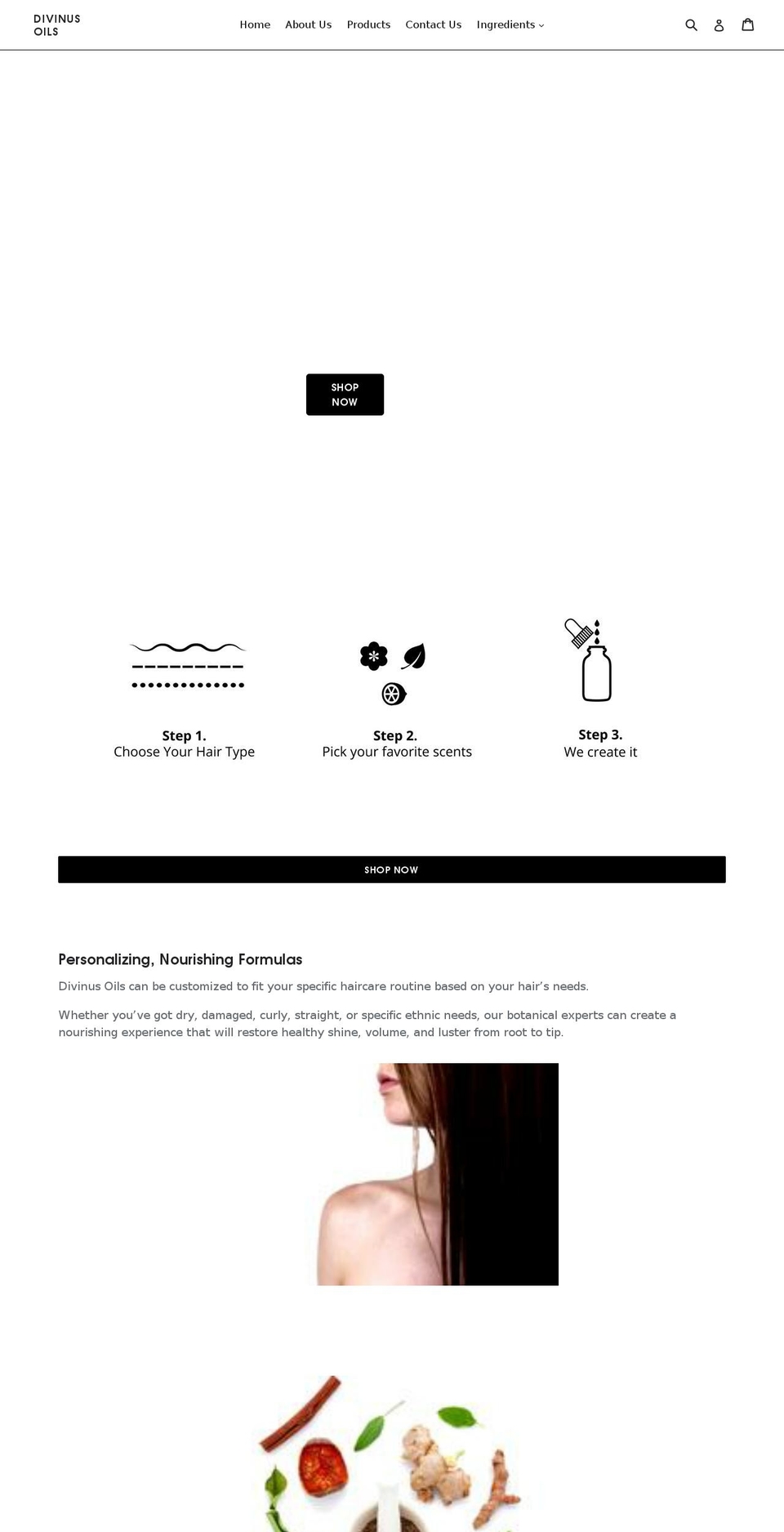 divinusoils.com — Shopify storefront screenshot