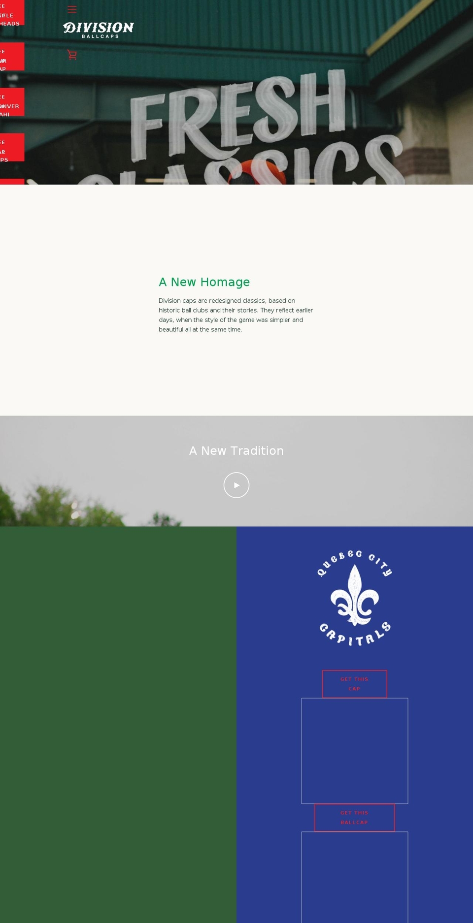 divisionbaseball.com — Shopify storefront screenshot