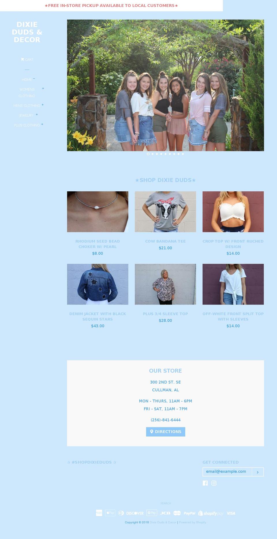 dixiedudsanddecor.com — Shopify storefront screenshot