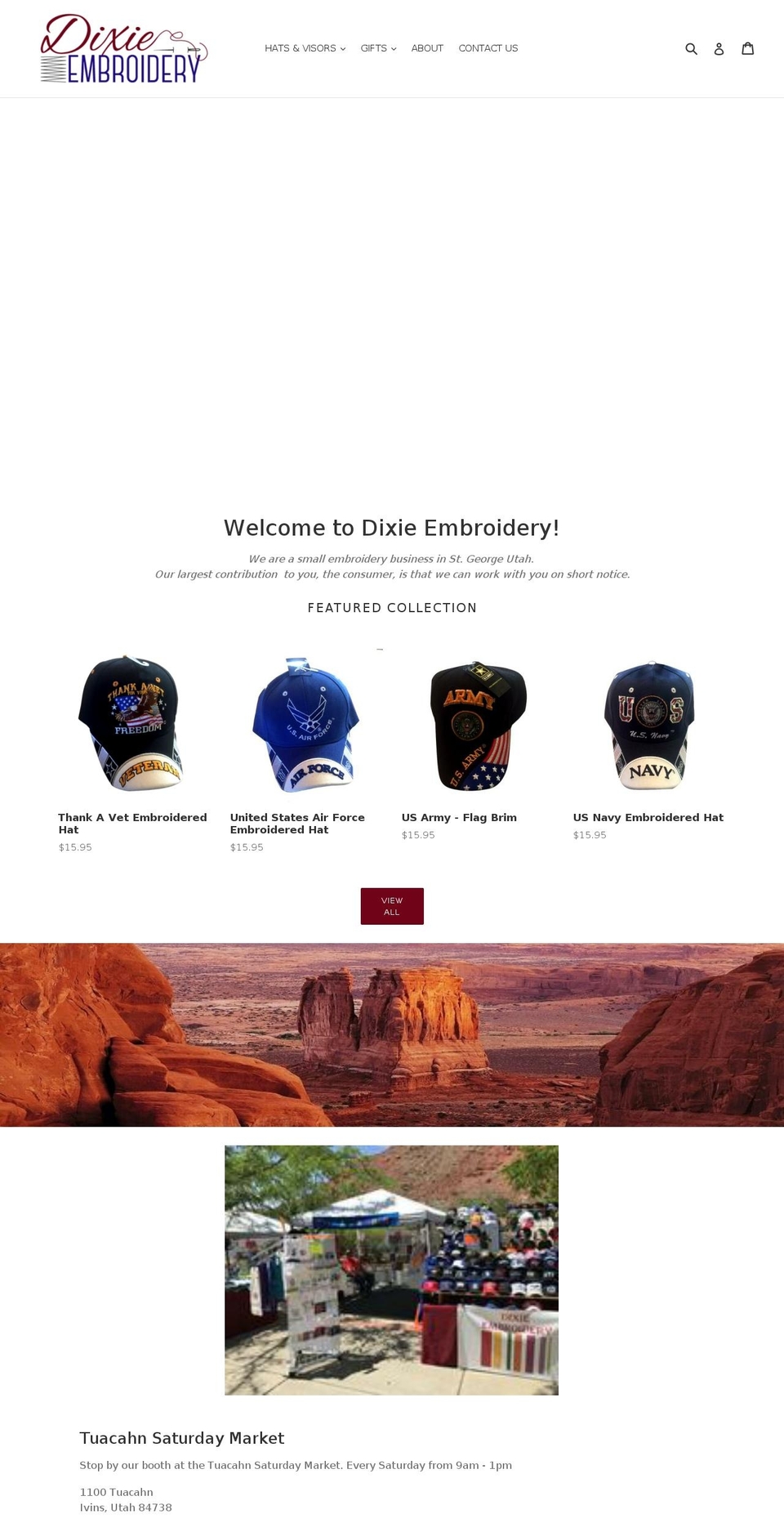 dixieembroidery.com shopify website screenshot