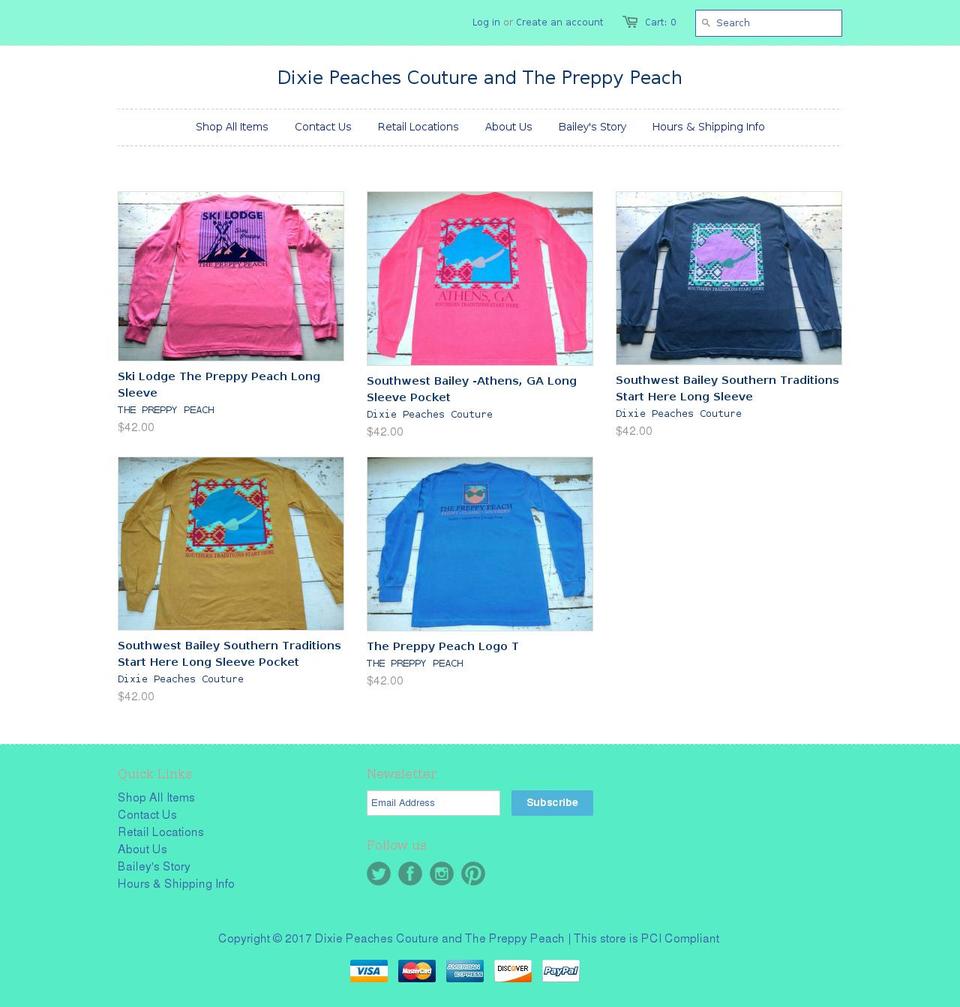 dixiepeachescouture.com shopify website screenshot