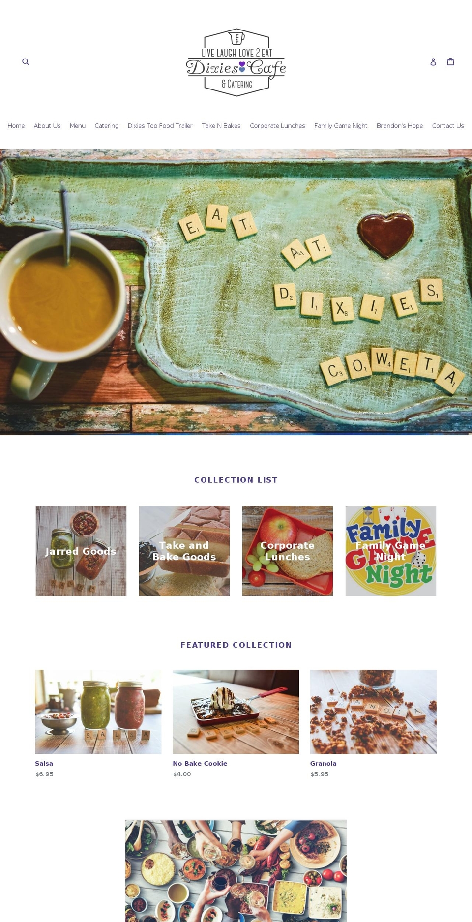 dixiescafeandcatering.com — Shopify storefront screenshot