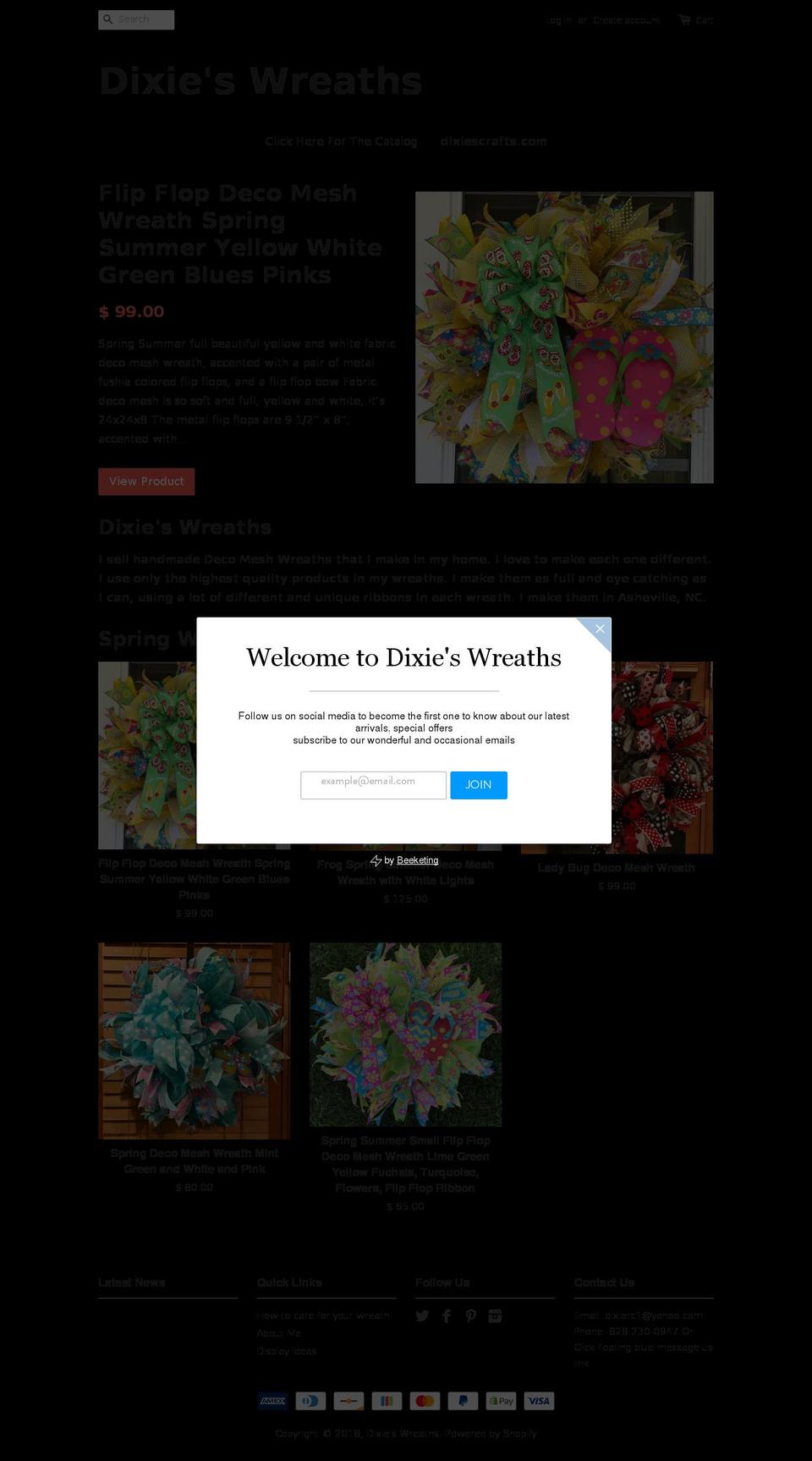 dixiescrafts.com — Shopify storefront screenshot