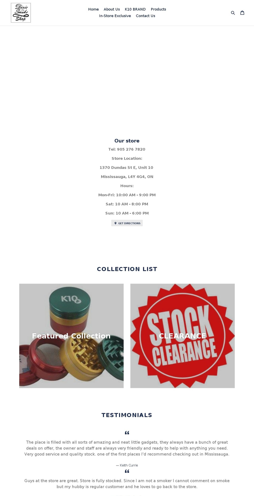 dixiesmokeshop.com shopify website screenshot