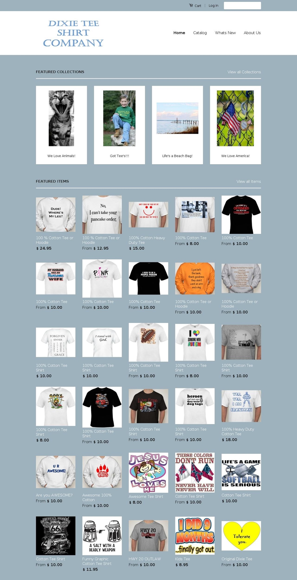 dixieteeshirtcompany.com shopify website screenshot
