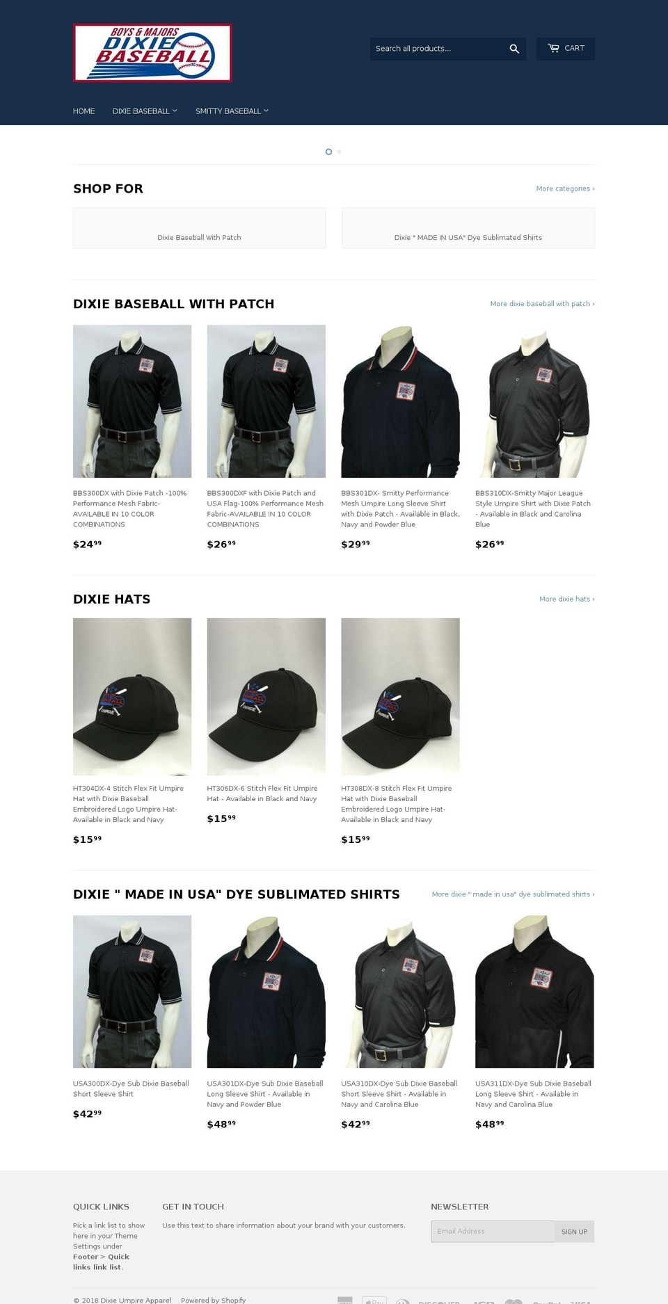 dixieumpireapparel.com shopify website screenshot