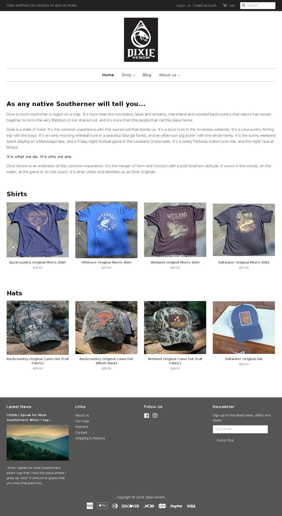 dixievenom.com — Shopify storefront screenshot