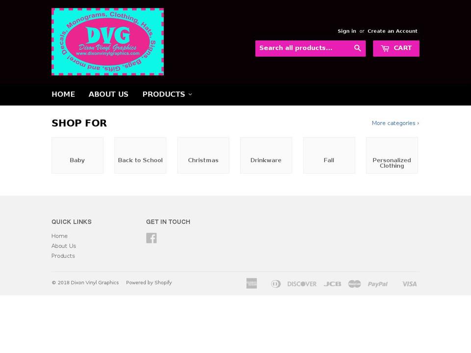 dixonvinylgraphics.com — Shopify storefront screenshot
