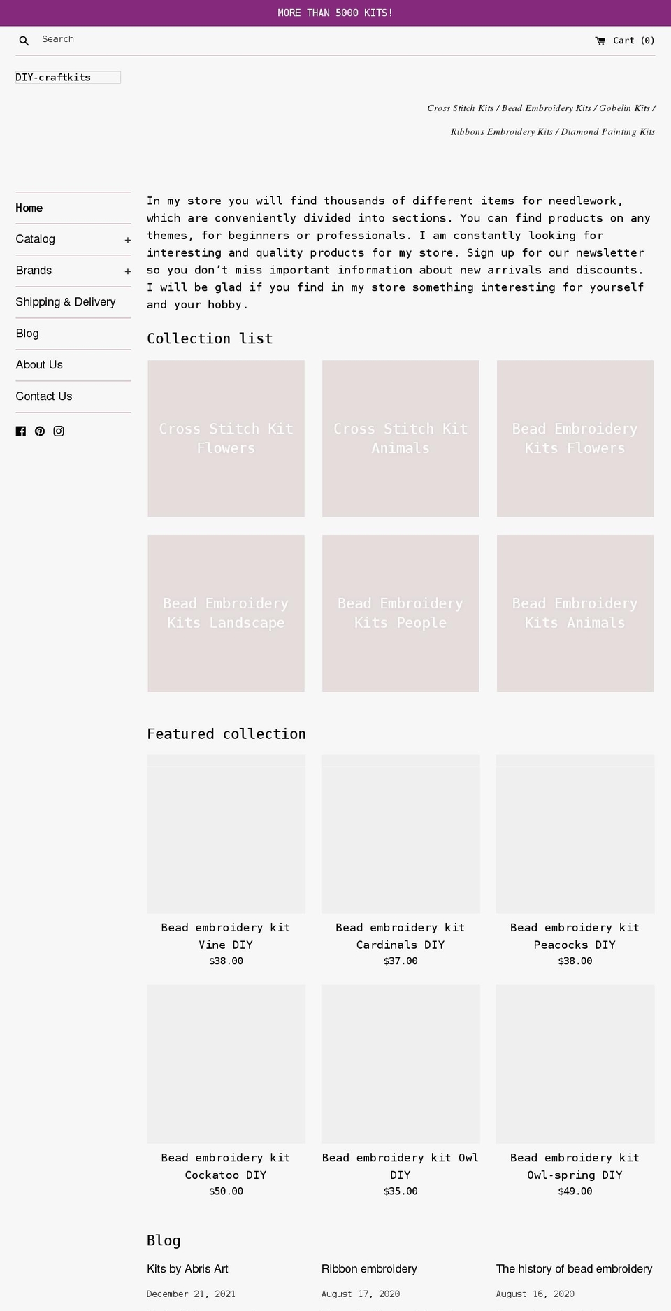 diy-craftkits.com shopify website screenshot