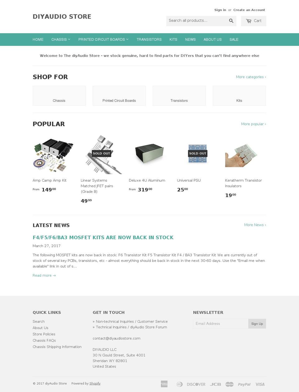 diyaudiostore.com shopify website screenshot