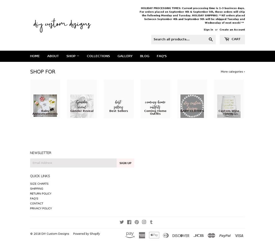diycustomdesigns.com — Shopify storefront screenshot