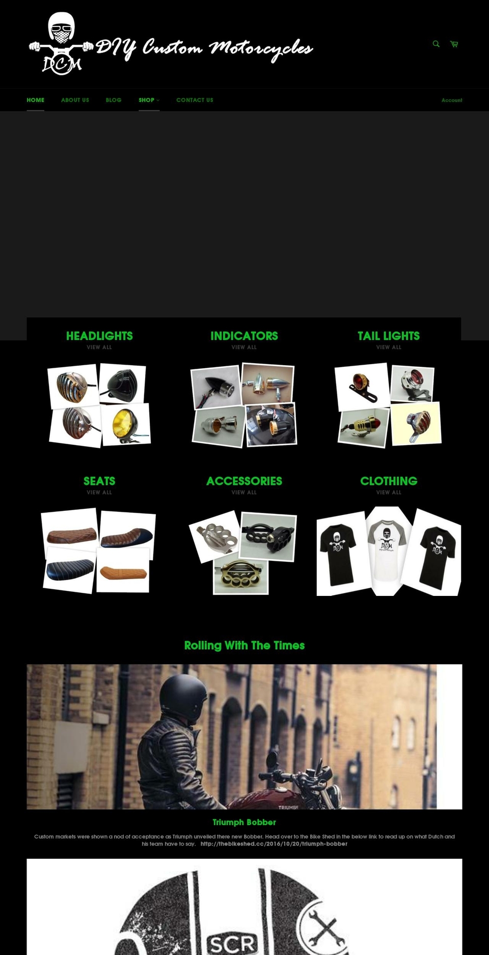 diycustommotorcycles.com — Shopify storefront screenshot